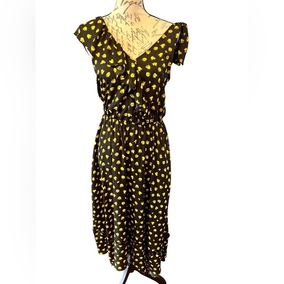 Who What Wear black & yellow floral print dress, sleeveless midi EUC Small - Picture 2 of 15
